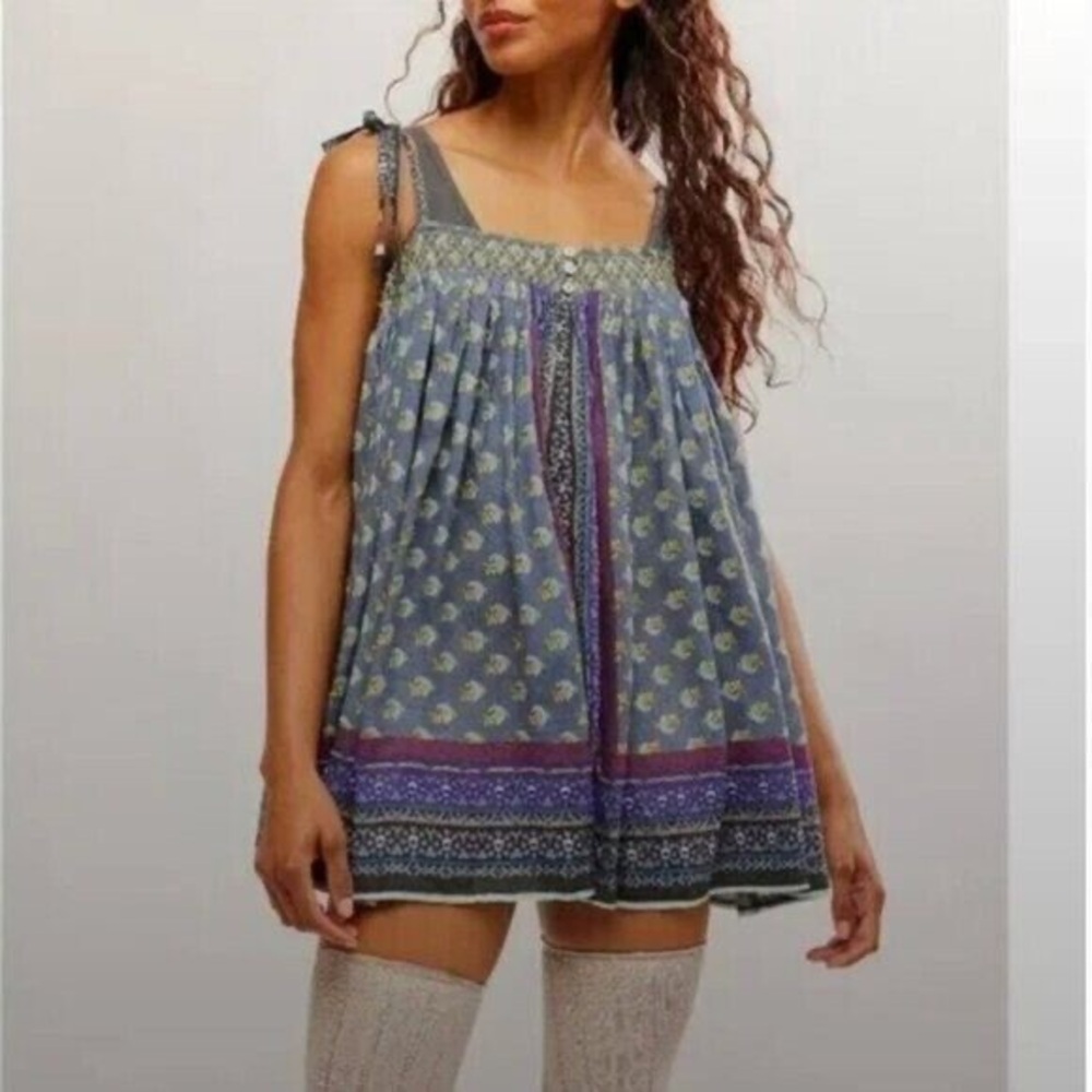 NWT 
Free People Intimately FP Rule The World Pajama Romper in Deep Blue